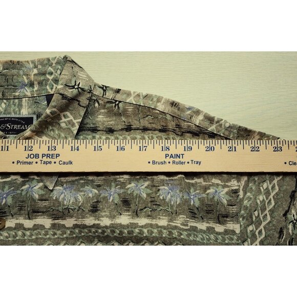 SHIRT-MEN-FIELD AND STREAM-SHORT SLEEVE-100% SILK-GREEN-LIGHT WEIGHT-SIZE LARGE - Picture 9 of 13